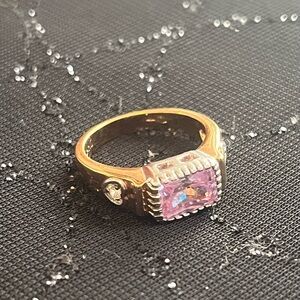 Gold Ring with Pink Gemstone